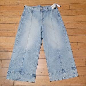 High Rise Stride Wide-Leg Ankle Jeans Women's 33/16R Light Wash